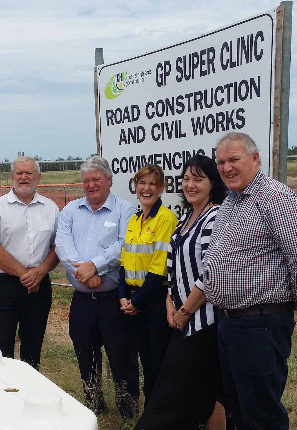 ON SITE: Councillor Paul Bell, Flynn MP Ken O’Dowd, Ram Contractors’ Brigid Duncanson with board members Sandra Hobbs and Pat Lyons at the GP Super Clinic site. ON SITE: Councillor Paul Bell, Flynn MP Ken O’Dowd, Ram Contractors’ Brigid Duncanson with board members Sandra Hobbs and Pat Lyons at the GP Super Clinic site.